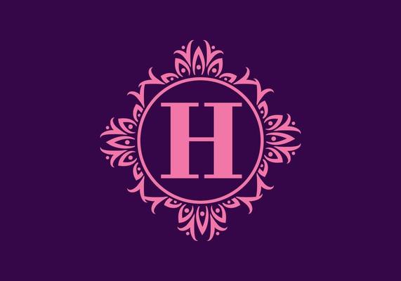 Purple H initial letter in circle classic frame