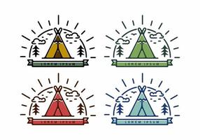 Vintage illustration line art of camping tent vector