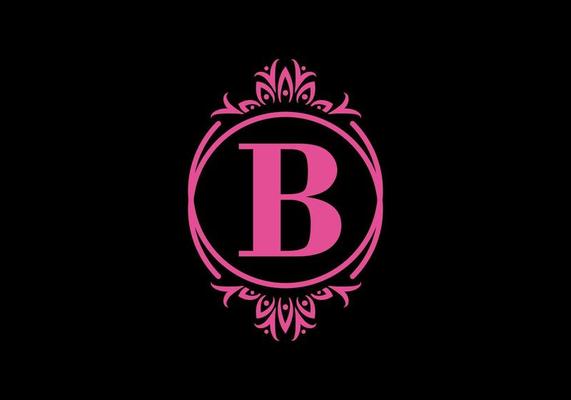 Pink black of B initial letter in classic frame