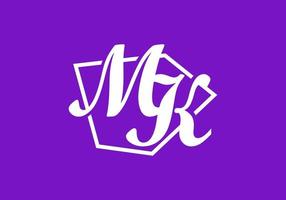 Purple white of MK initial letter text vector