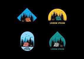 Midnight camping with bonfire illustration vector