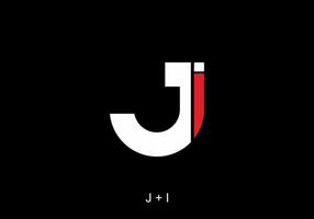 White and red of JI initial letter vector