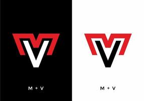 color blanco negro y rojo de la letra inicial mv vector