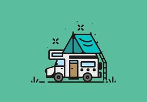 Simple camper van camping illustration vector