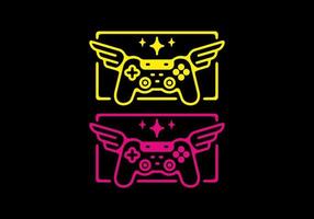 Pink and yellow color of modern joystick in dark background vector