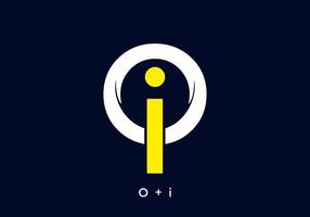 White and yellow color of OI initial letter vector