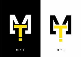 White black and yellow color of MT initial letter vector