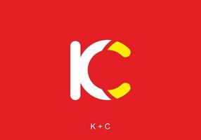 White yellow and red color of KC initial letter vector