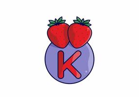 Red strawberry with K initial letter vector