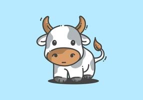 White cute little cow illustration vector