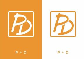 color naranja y blanco de la letra inicial pd vector