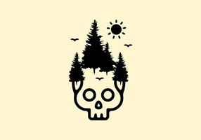 Skull head with pine trees vector