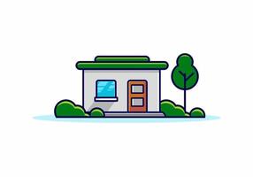 Simple store building with trees and green grass vector