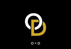 White and gold color of OD initial letter vector