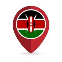 Map pointer with contry Kenya. Kenya flag. Vector illustration.