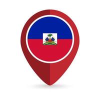 Map pointer with contry Haiti. Haiti flag. Vector illustration.