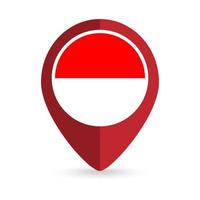 Map pointer with contry Indonesia. Indonesia flag. Vector illustration.