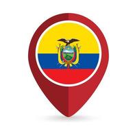 puntero del mapa con país ecuador. bandera ecuatoriana ilustración vectorial vector