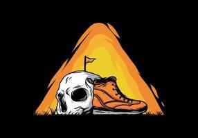 botas al aire libre e ilustración de calavera vector