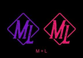 Purple and pink color of ML initial letter vector