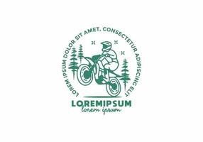 Wild with bike line art with lorem ipsum text vector