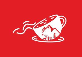 color rojo y blanco de la ilustración de café de montaña