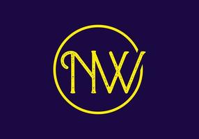 Vintage NW initial letter in circle vector