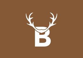 White brown color of B initial letter with deer horn vector