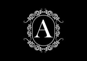 Black initial A letter in classic frame vector