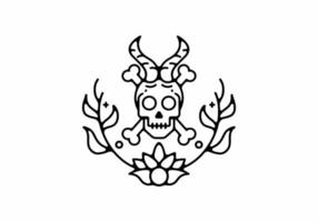 Skull with horn line art illustration vector