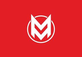 Red white double M letter vector