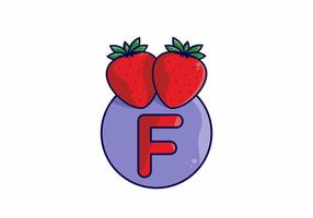 Red strawberry with F initial letter vector