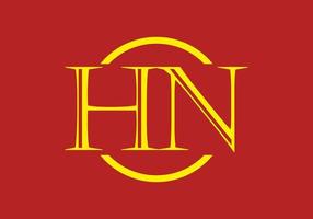 Red yellow of HN initial letter in circle vector