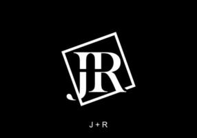 White and black of JR initial letter in square shape vector