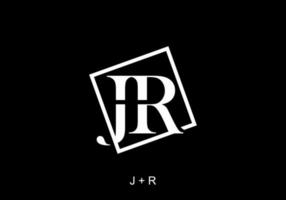 White and black of JR initial letter in square shape vector