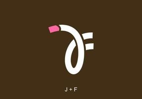 White pink color of JF initial letter vector