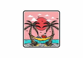 Relax on hammock on the beach illustration vector