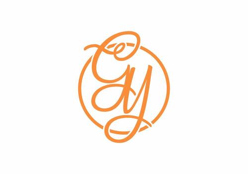 Orange GY initial script font logo vector