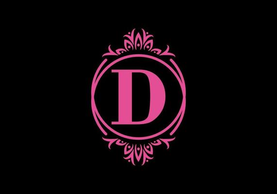 Pink black of D initial letter in classic frame