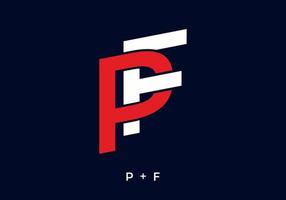 Red and white color of PF initial letter vector