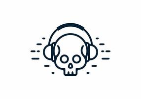 Skull with headset line art vector