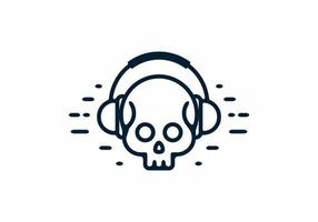 Skull with headset line art vector