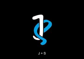 blanco y azul de la letra inicial js vector