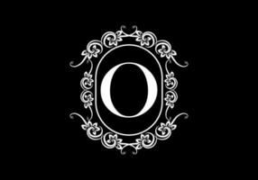 Black initial O letter in classic frame vector