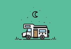 Simple camper van camping illustration vector