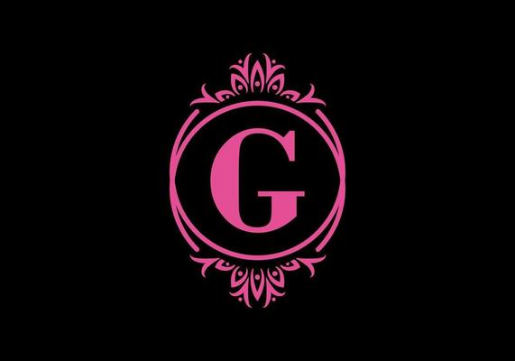 Pink black of G initial letter in classic frame