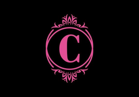 Pink black of C initial letter in classic frame