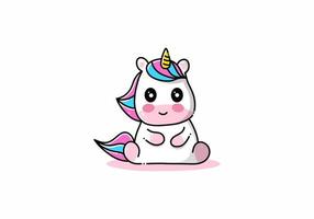 Sitting cute unicorn illustration vector