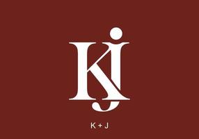 White and dark red of KJ initial letter vector