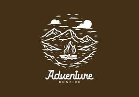 color marrón blanco del dibujo de ilustración de camping de aventura vector